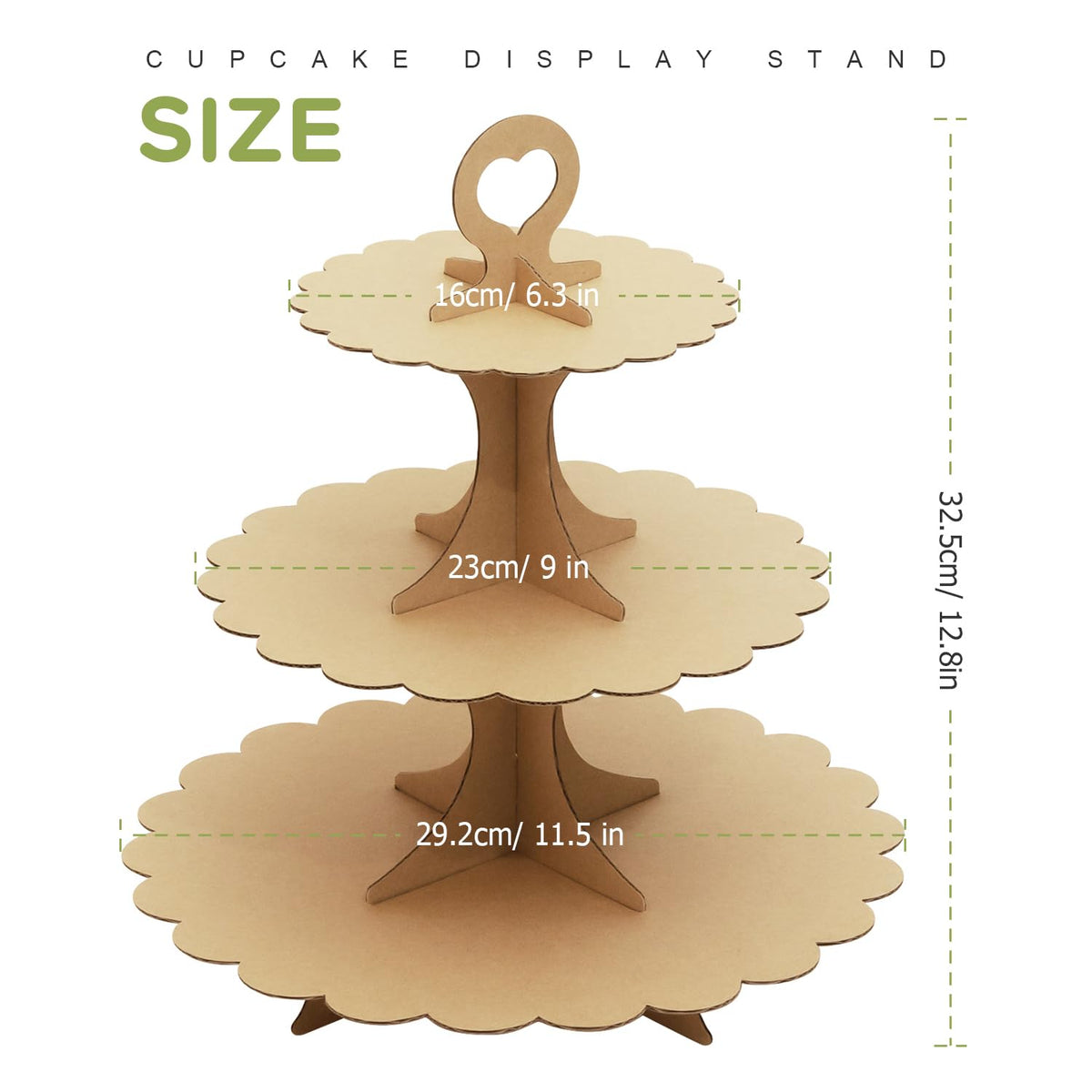 Humlindo 3-Tier Brown Cupcake Stand, Vintage Kraft Paper Dessert Display Tower, Rustic Party Serveware for Wedding Birthday Baby Shower (2-Pack) ﻿