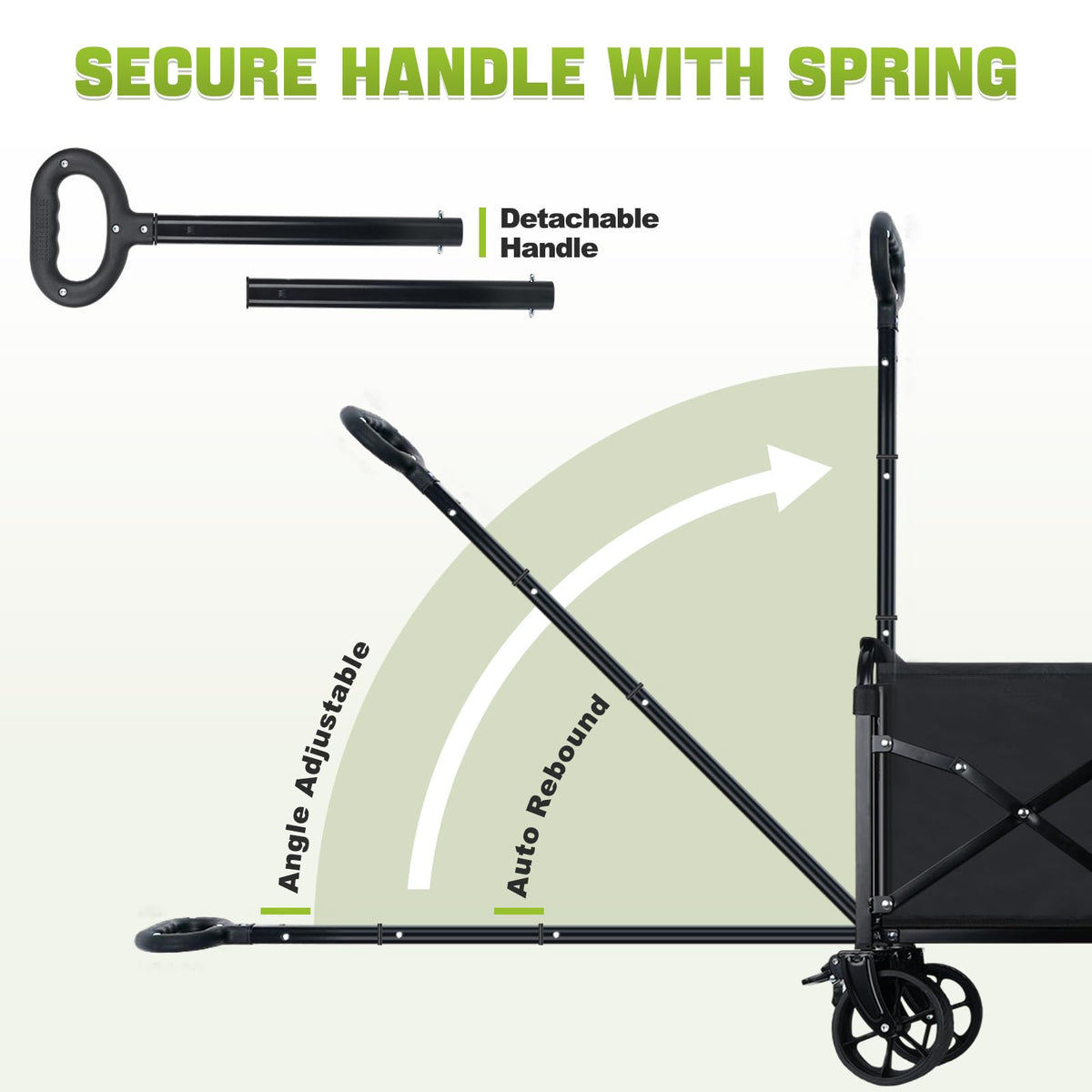 Collapsible Folding Wagon Cart with Wheel - 360LBS Heavy Duty Foldable Wagon Carts with All Terrain Wheels & breakes, Portable Lightweight Wagon Cart for Sports/Groceries/Camping/Fishing/Gardening