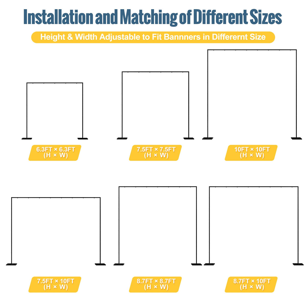 Wokceer 10 FT Backdrop Stand Heavy Duty Pipe and Drape Kit, Adjustable Black Backdrop Stands for Wedding Photo Booth Background Birthday Party Photography Exhibition Decoration