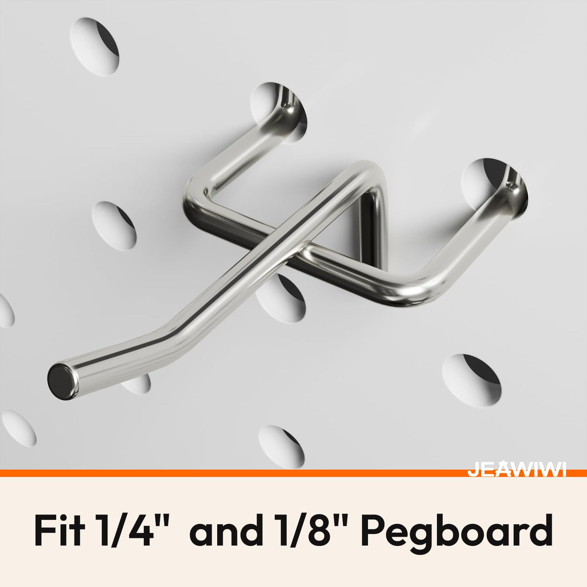 JEAWIWI 120 Pack 2 Inch Metal Pegboard Hooks, Fit 1/4 in and 1/8 in Peg Board Organizer Accessories, for Hanging Storage, Garages, Tool Sheds, Basements