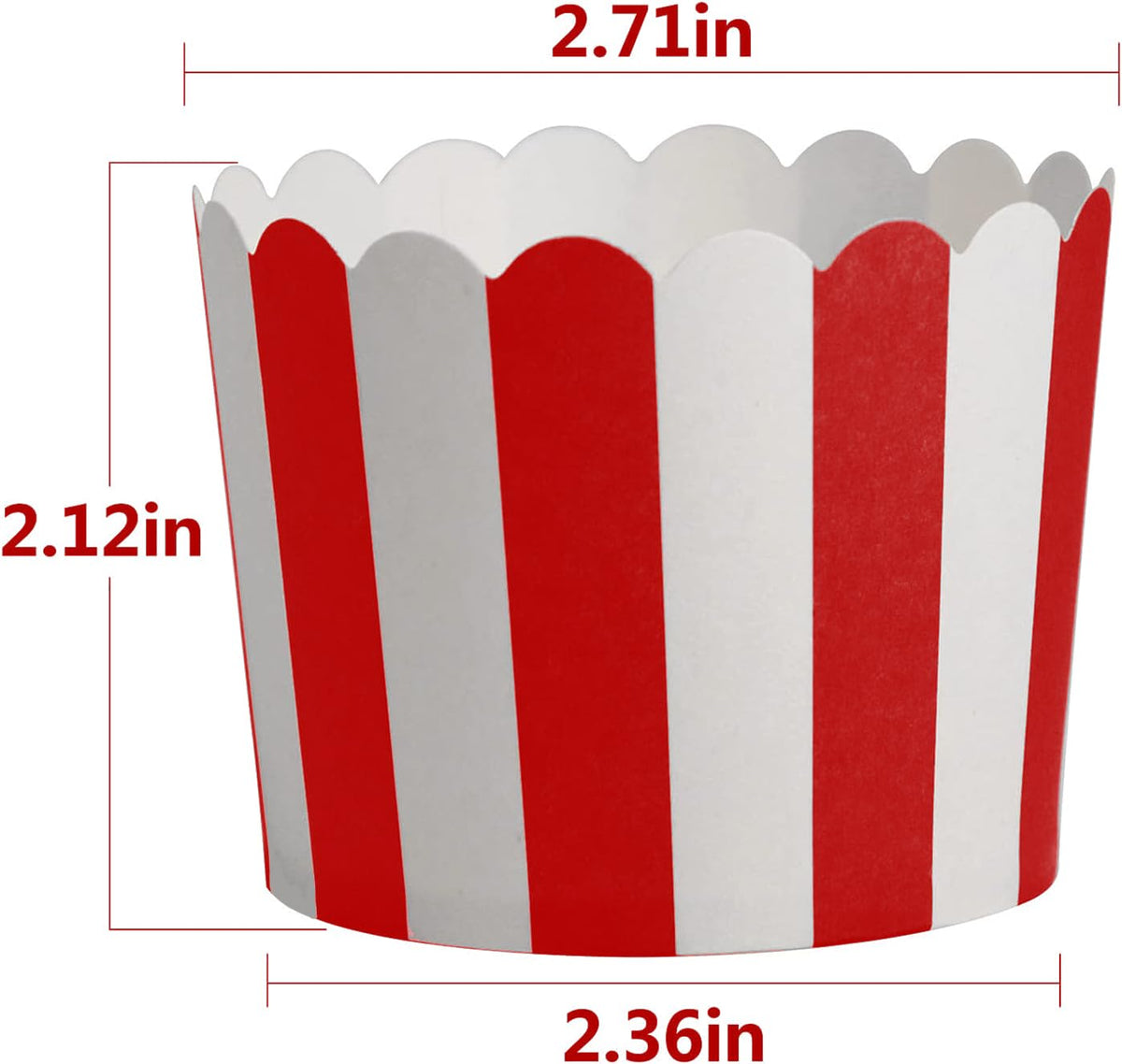 STARUBY 100 Pack Muffin Liners Baking Paper Cups Red and White Stripes Cupcake Liners Elegent Muffins Baking Cups Cupcake Wrappers for Birthday Parties, Weddings, Bottom Dia 2.36 Inch