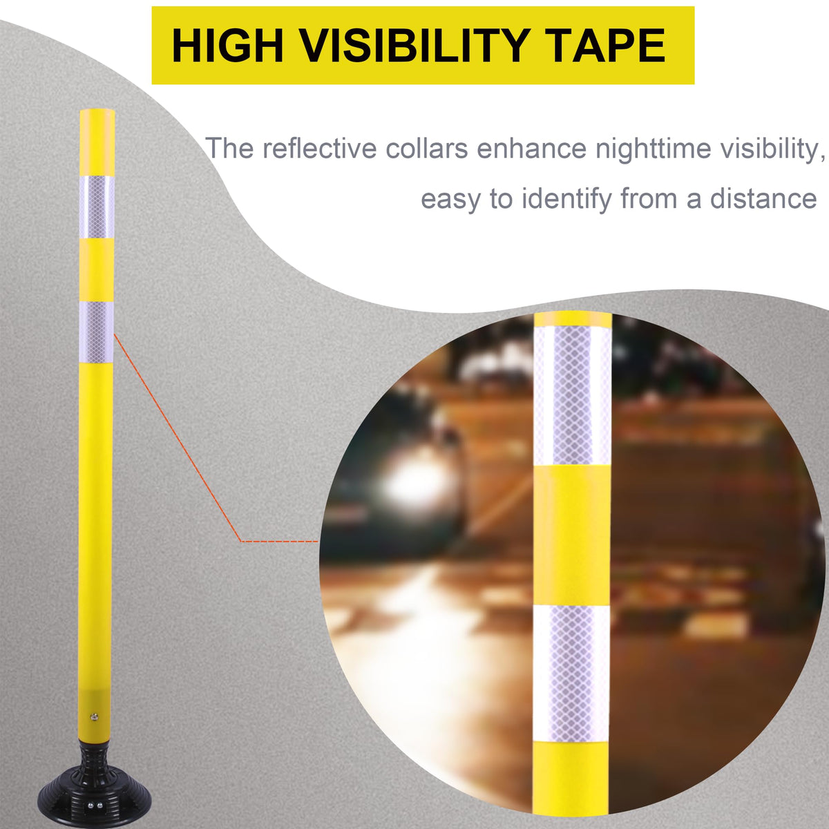 OrangeStar 8 Pack Delineator Post 48" Yellow Traffic Delineator Cones with Fixable Base for Road Safety, Parking Lots