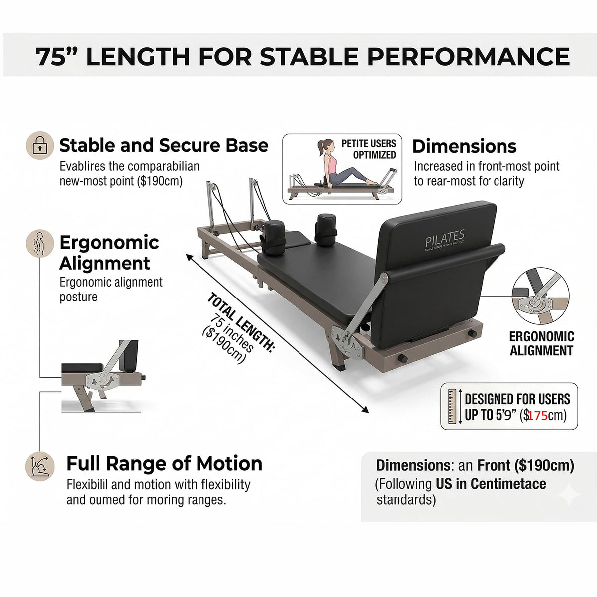 75" Foldable Pilates Reformer for Home – Professional Wood-Grain Pilates Bed with Resistance Springs & Latex Tubes, Compact Fitness Gift for Petite Women up to 5'9", Easy Assembly Workout Machine