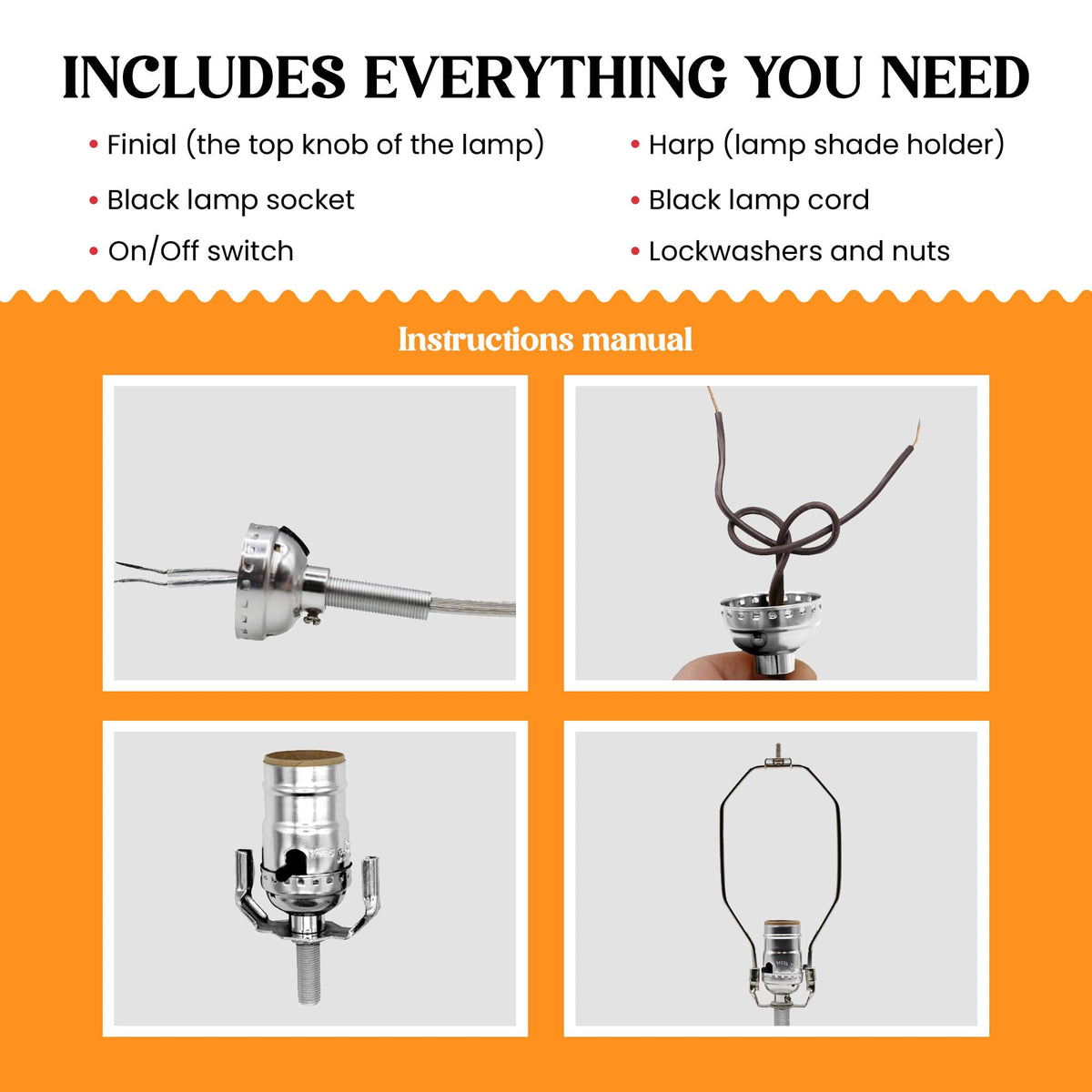Creative Hobbies® ML93HA Antique Brass Finish Make-A-Lamp Kit with All Parts Needed and Instructions for DIY Lamp Design or Repair