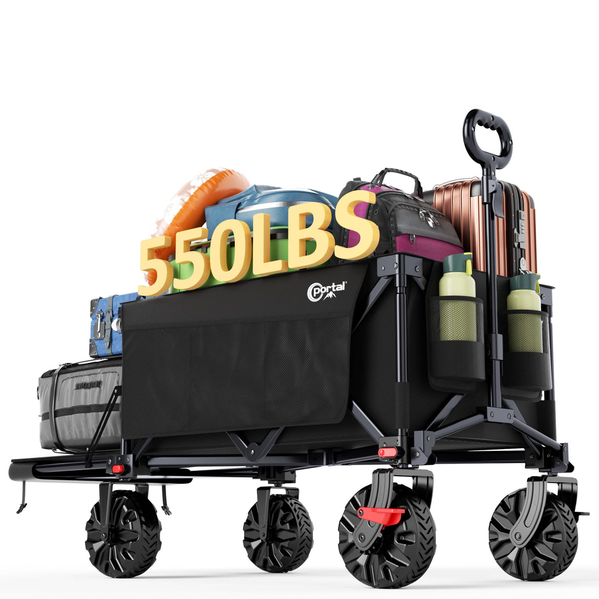Portal 300L Large Wagons Carts Foldable with Tailgate, 550LB Heavy-Duty Collapsible Beach Wagon with All-Terrain Wheels, Oversized Folding Wagon for Camping, Sports, and Pets
