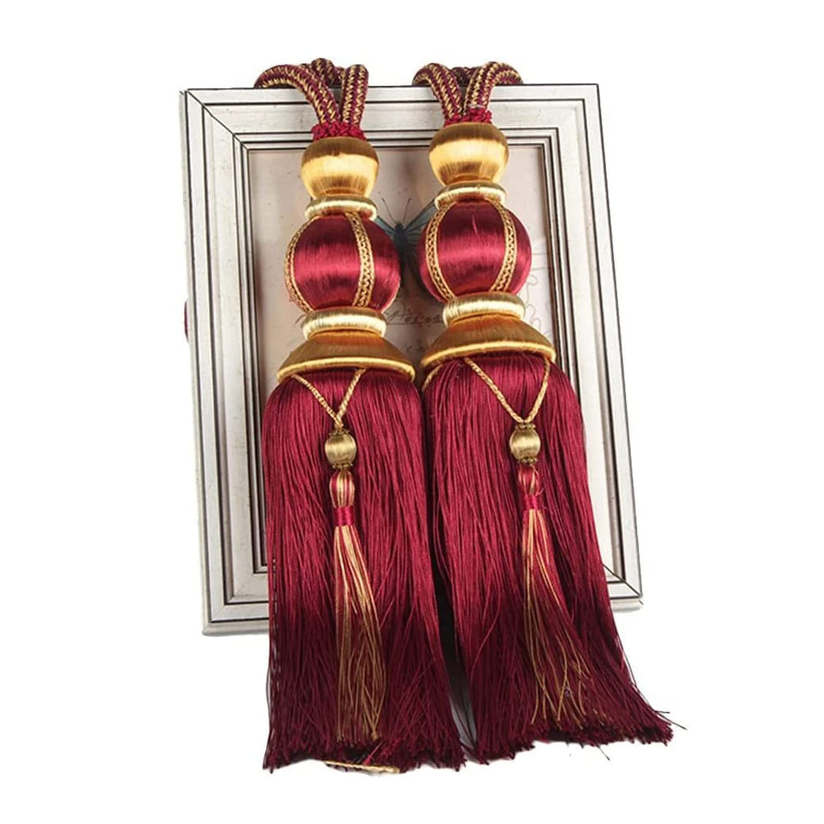 Paired Lantern Single Hanging Ball Tassels Curtains Buckle Sling Binding Lantern Tiebacks Handcrafted Braided Buckle Drapery Curtain Holdbacks Window Treatments for Home
