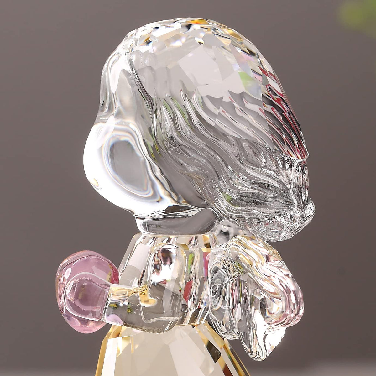 DOJOZ Crystal Little Angel Christmas Birthday Gifts Cherub Figurine Paperweight Decor Ornaments Art Collecible (Gold)