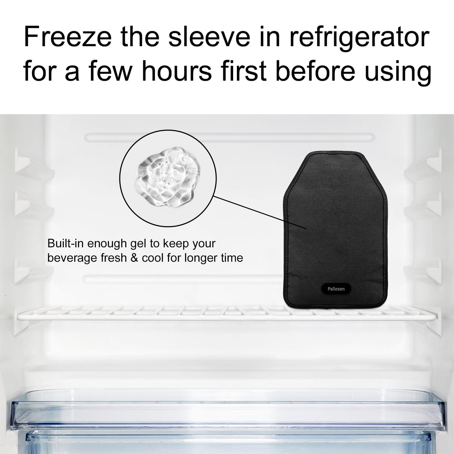 Pallesen Portable Wine Cooler Sleeve - Reusable Bottle Chiller Keeps Red, White & Champagne Cool for 750ml Standard Size Bottles (Black)