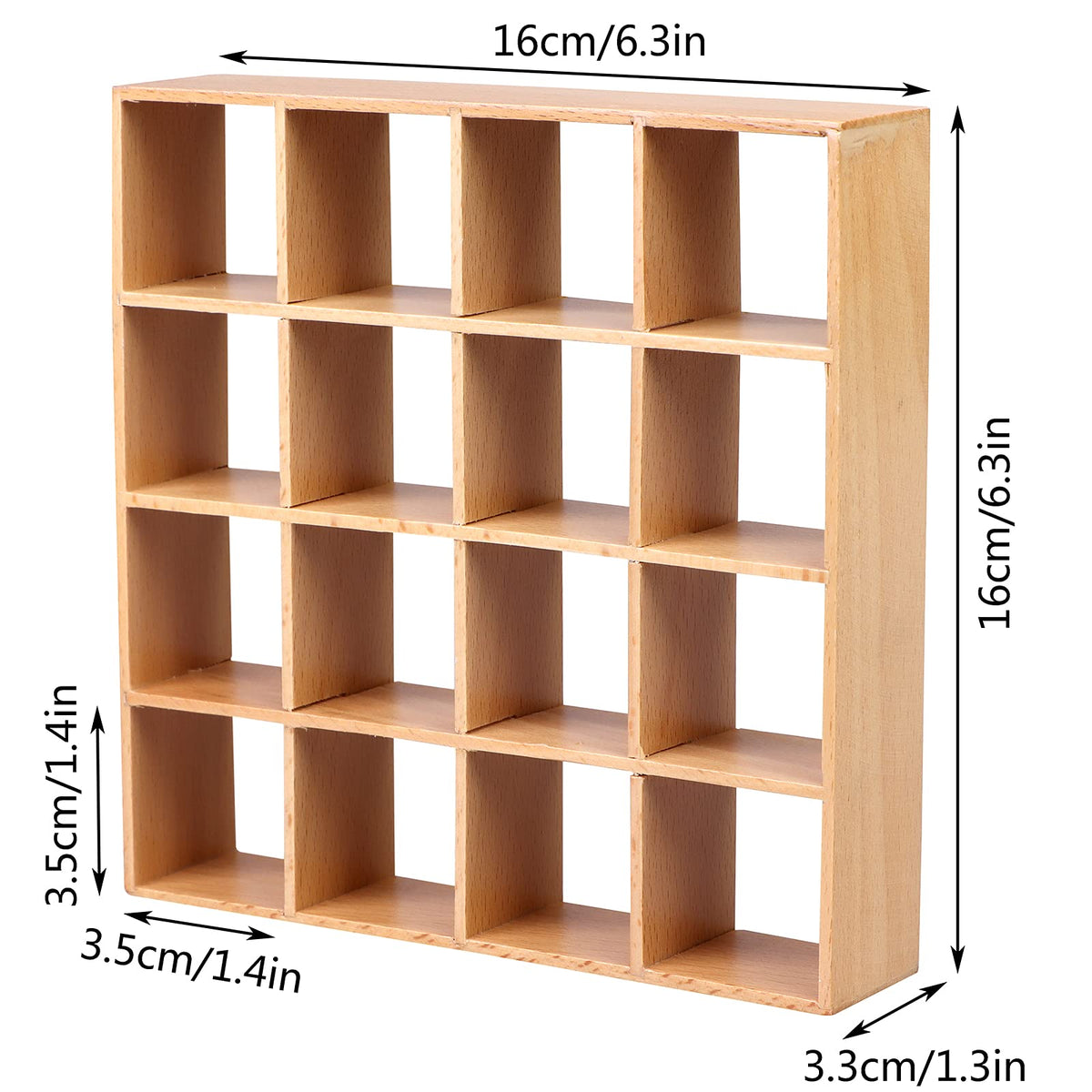 1: 12 Dollhouse Miniature Wooden Storage Rack 16 Grid Shelves Doll House Wall Rack Bookshelf Display Dollhouse Furniture Accessories