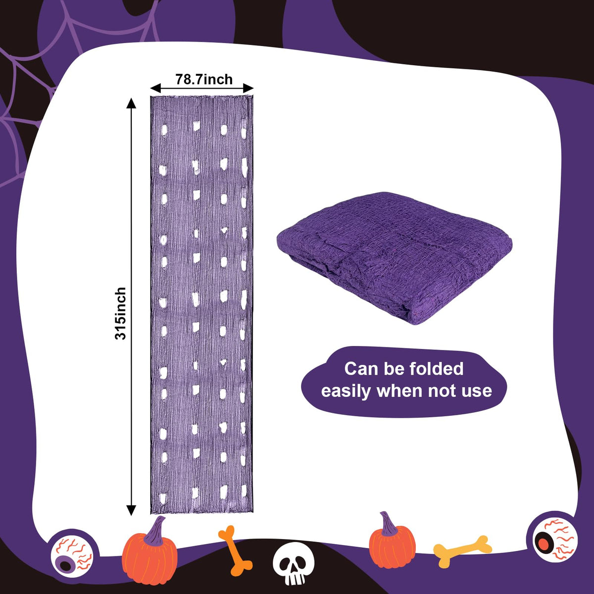 succulentlovers 316x 80 Inch Purple Halloween Creepy Cloth - Large Halloween Spooky Cloth Indoor Outdoor Scary Creepy Gauze Haunted House Decoration for Halloweens Party Supplies