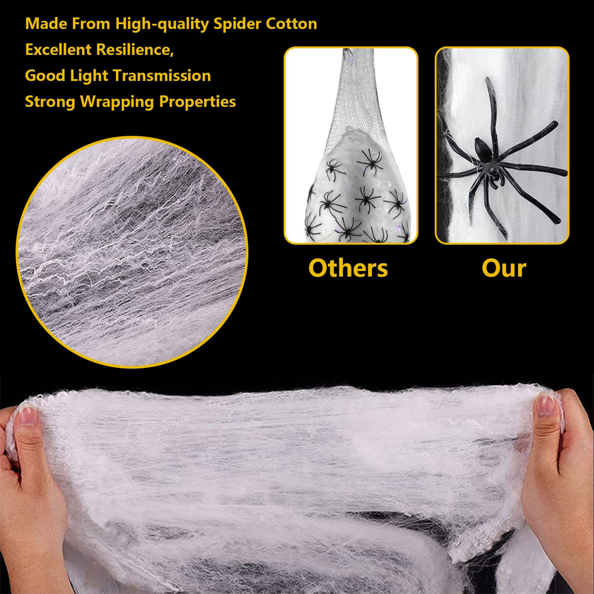 Vurlexat 3 Pack Halloween Spider Egg Sacs, 39 Inch Hanging Light Up Spider Egg Decoration, Halloween Spiders Webs Decor for Halloweens Props Party Gifts, Yard Garden Tree House Décor(Warm Light)