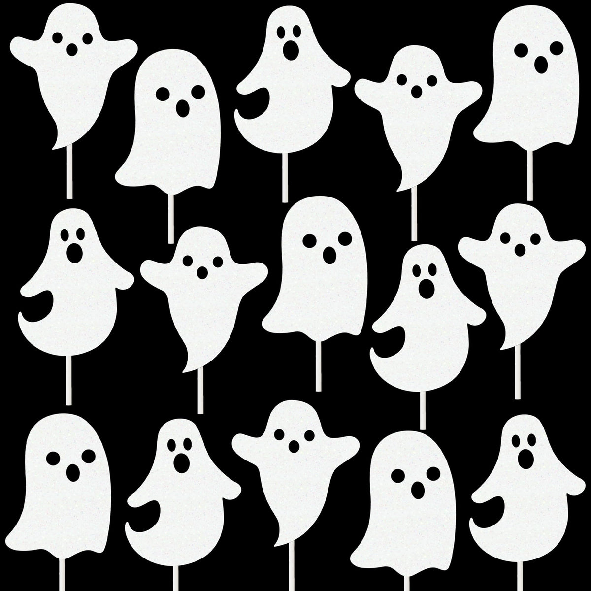 Halloween White Glitter Ghost Cupcake Toppers 24PCS Ghosts Baby Shower Cake Decorations Cute Ghost Cake Toppers for Happy Halloween Birthday Party Baby Shower Supplies