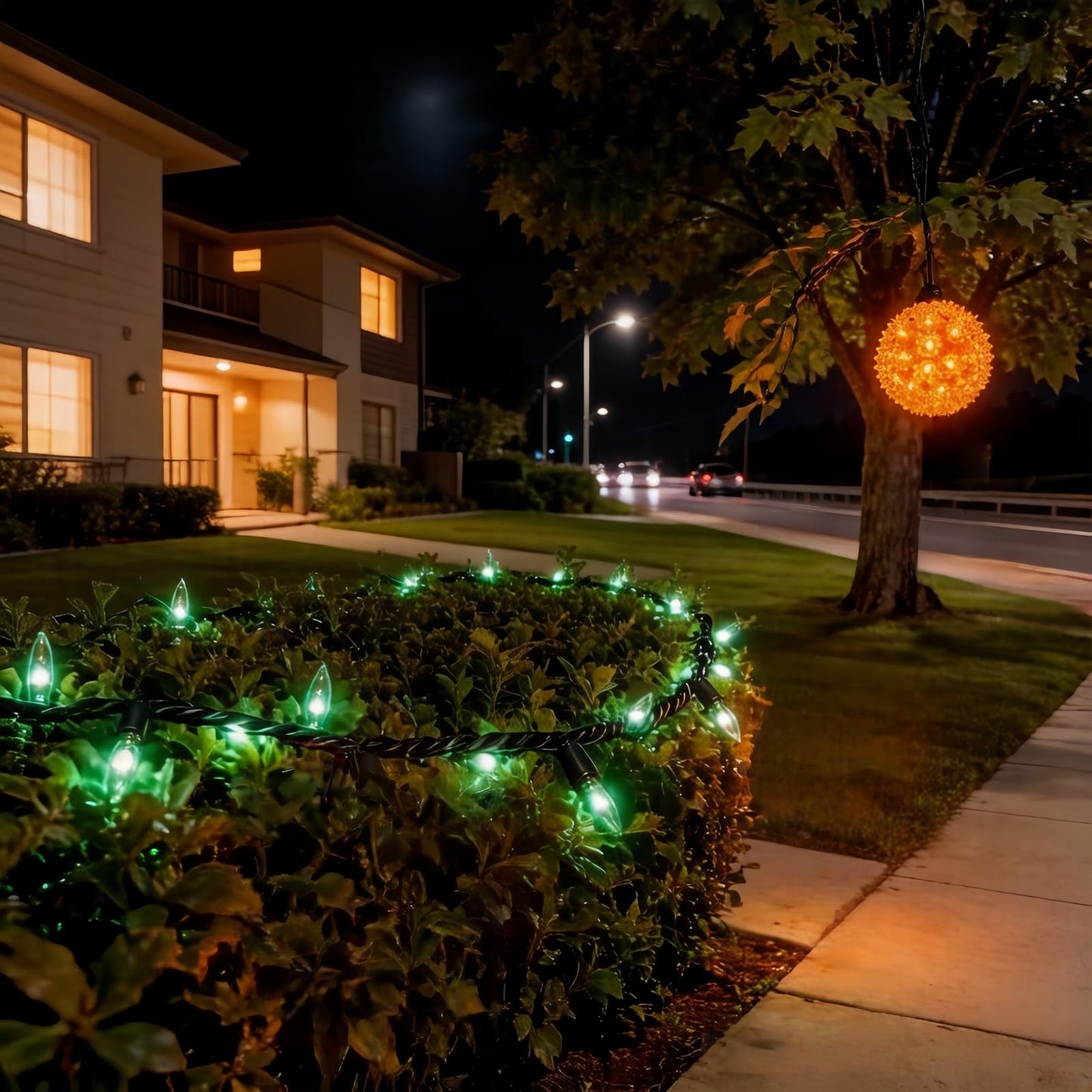 JinBest 6“ Orange Starlight Sphere Lights, Commercial Grade LED Sphere Light, for Indoor Outdoor Halloween Party.