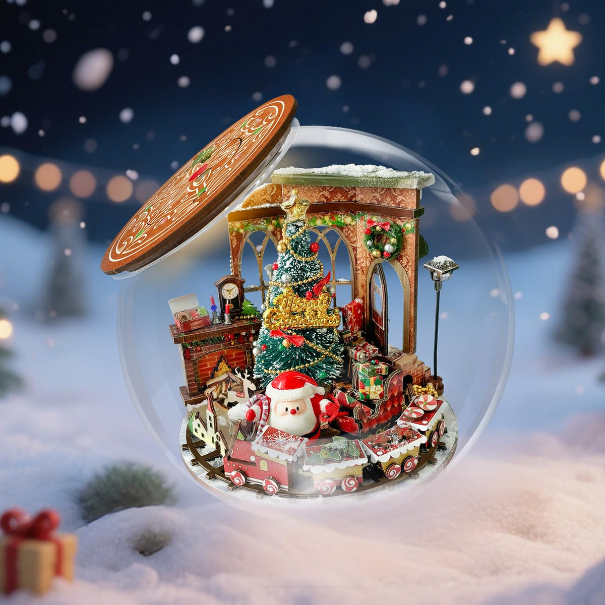 CUTEROOM DIY Miniatures Dollhouse Kit for Adults-Christmas Prologue, Doll House DIY Miniature Building Kit with LED, Birthday Valentine's and Christmas Day Gift for Adult