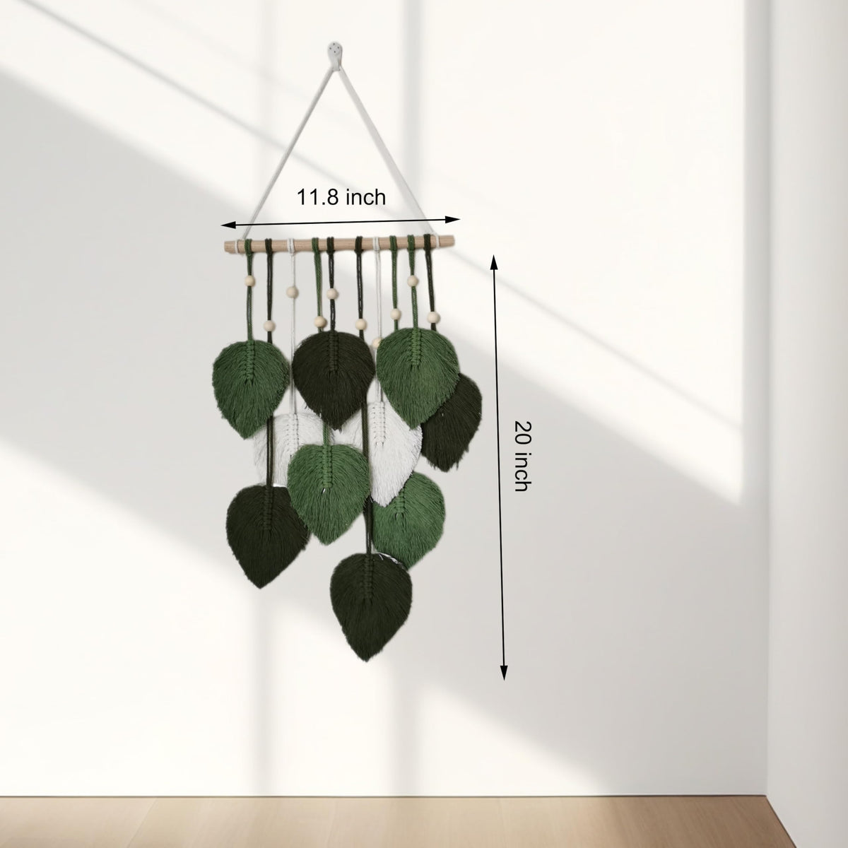 Jditngp DIY Macrame Leaf Wall Hanging Beginners Boho Wall Leaf Tapestry Kit Handmade Woven Tapestry Feather Wall Hanging DIY Macrame Kit for Adults Birthday Gift DIY Craft Kits 11.8inch (Green)