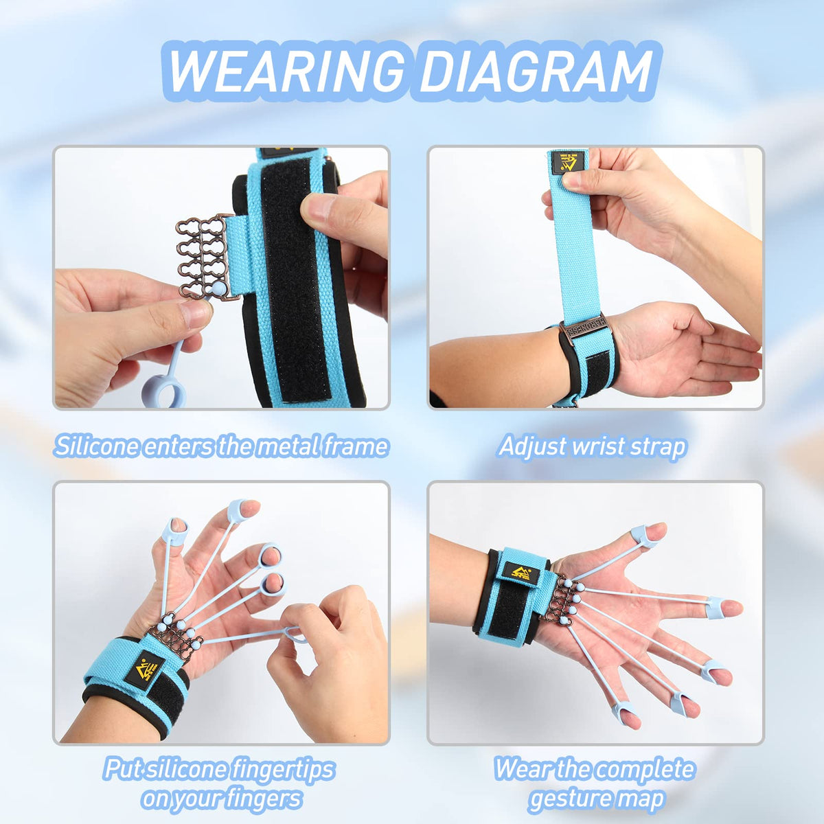 Finger Strengthener, Grip Strength Trainer, Gripster Finger Exerciser, Hand Grip Strengthener for Finger Strength & Therapy, 3 Resistance Levels (Grey 20LB, Blue 40LB, Black 60LB)