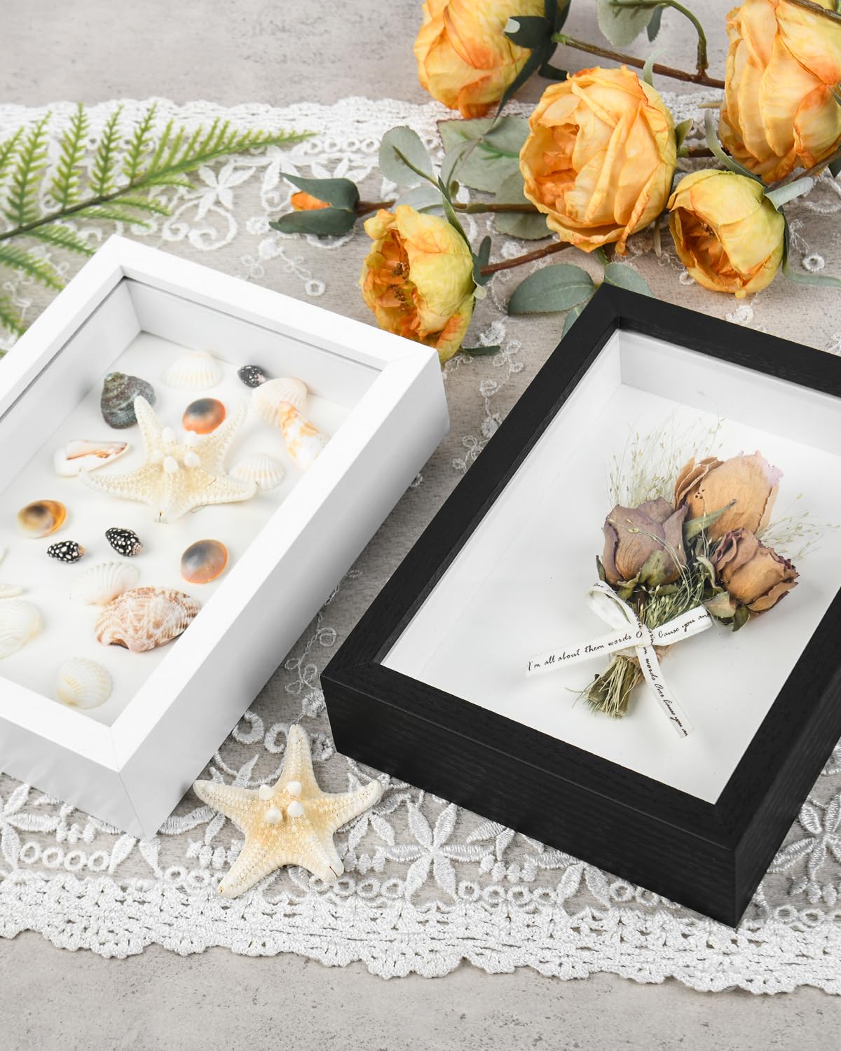2 Pack 8x10 Shadow Box Frame with Plexiglass, Wood Frame Display Case Box for Memorabilia, Dried Flowers, Medal, Crafts, Tickets and Photos (Black, 8x10)