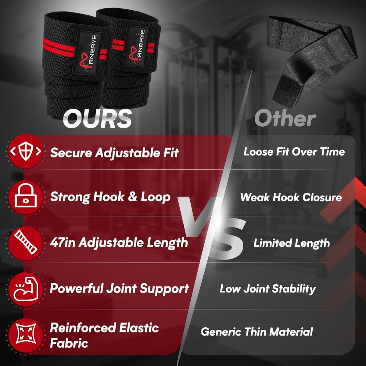 Elbow Wraps for Weightlifting - Adjustable Compression Straps & Elbow Brace for Joint Support (1 Pair), 47" Elbow Sleeves Weightlifting Men Women for Bench Press Powerlifting and Fitness Training
