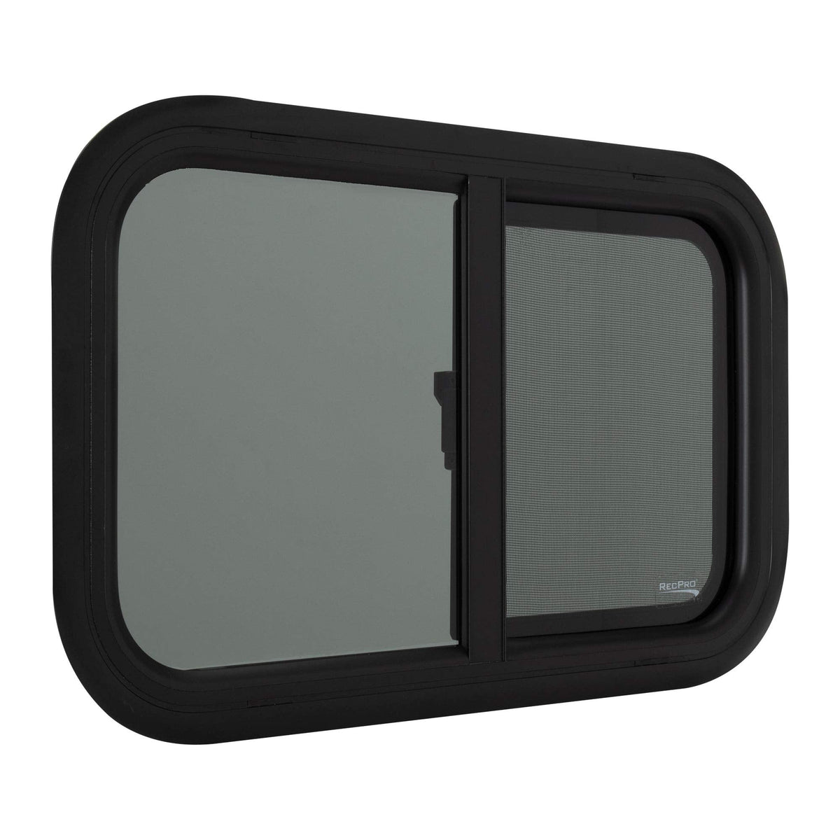 RecPro RV Window Replacement | Teardrop Style | 24inW x 15inH | Horizontal Sliding | Black | Model RP-WIN