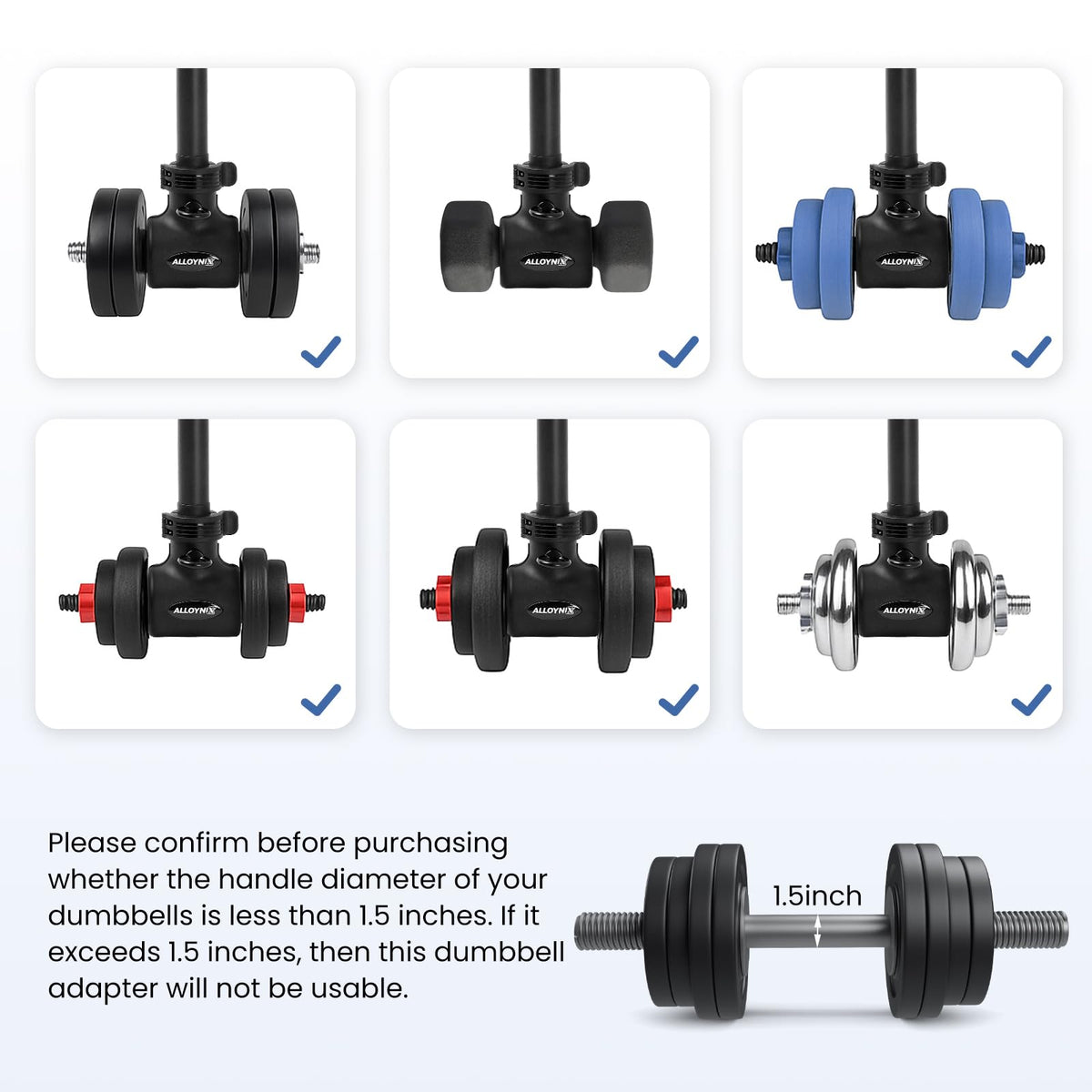 ALLOYNIX Dumbbell to Barbell Converter 2.0 – Transform Dumbbells into Barbell Set for Home Gym, Adjustable Weight Bar with Anti-Slip Foam Grip, Steel Clamp & 200LB Max Capacity, Compatible with Standard Dumbbells