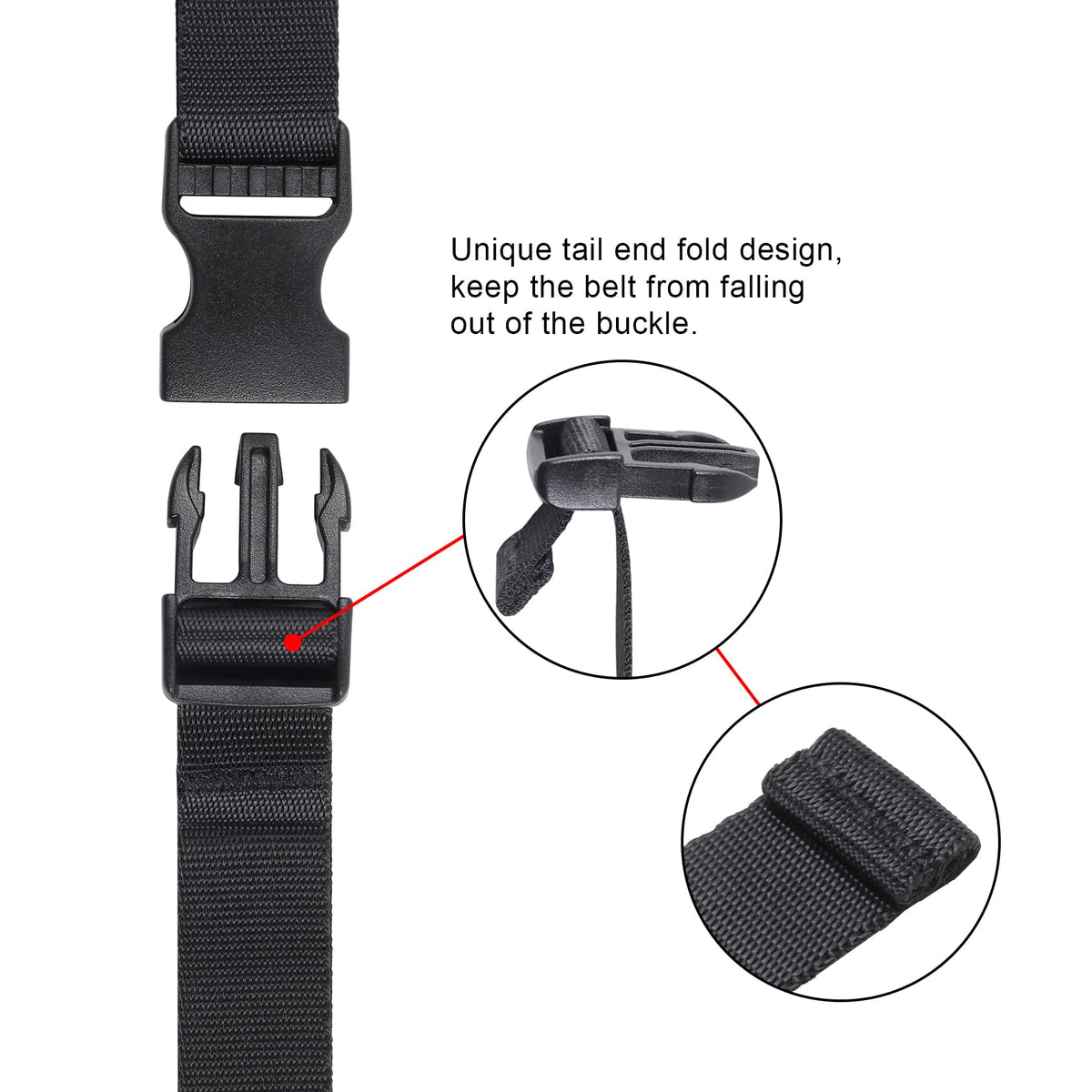 Vigorport Utility Straps Quick Release Nylon Backpack Accessory Bag Strap,Adjustable for Hiking,Travel,Outdoor Sports-4 Pack (Black, 0.75" W-40 L)
