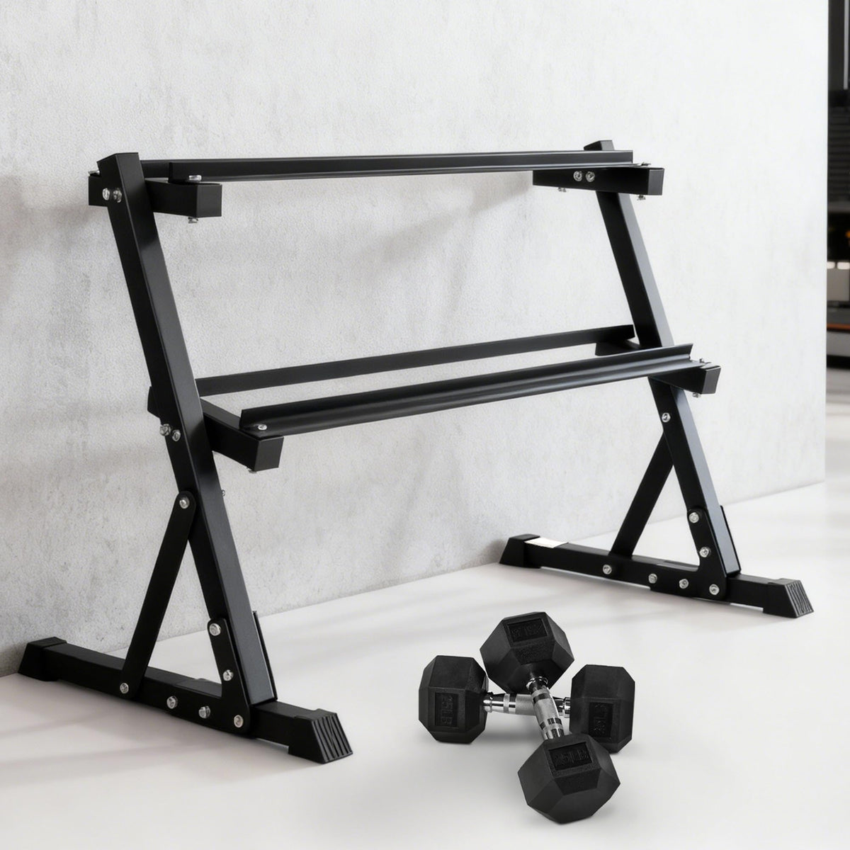 BalanceFrom Dumbbell Rack Multifunctional Weight Stand for Home Gym, 25LB Pair Dumbbell with 2 Tier Weight Rack