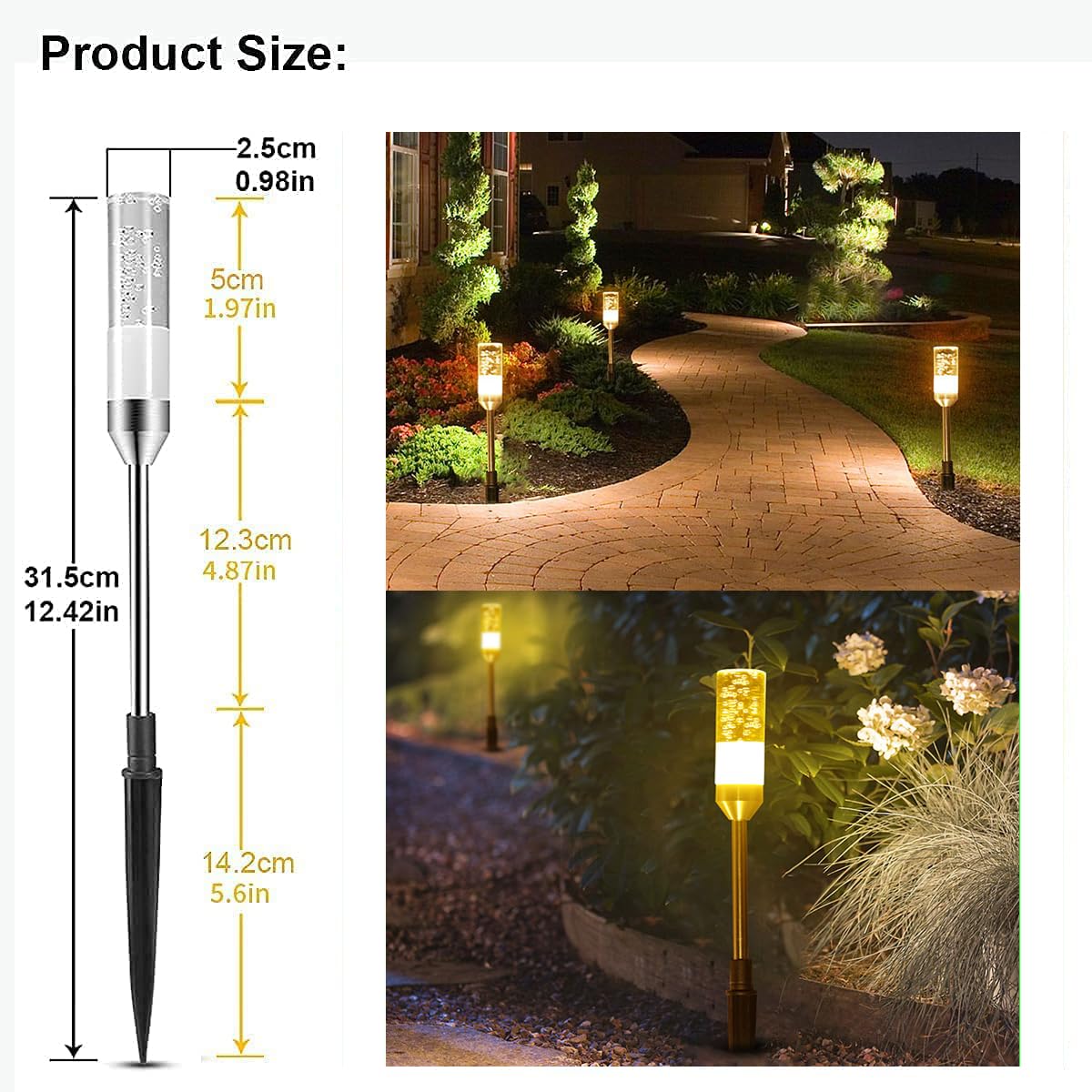 GreenClick LED Pathway Lights, 4.8W 12V AC/DC Low Voltage Path Lights, 570 Lumen 6 Pack Extendable Outdoor Landscape Lighting IP65 Waterproof Garden Lights for Yard Walkway Driveway, 2700K