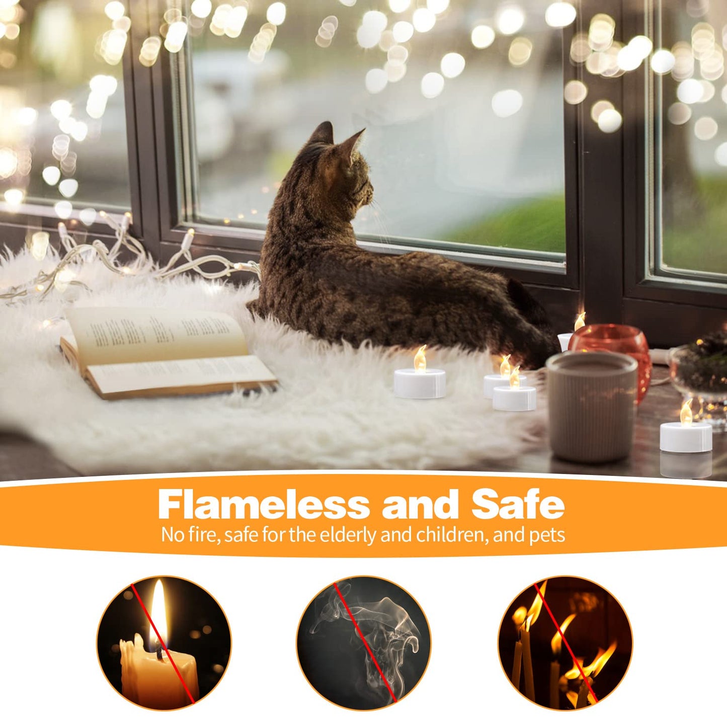 KOABY 200 Pack Warm White LED Tea Lights, Last 100H+, Flickering Flameless Battery Operated Tea Lights for Decor