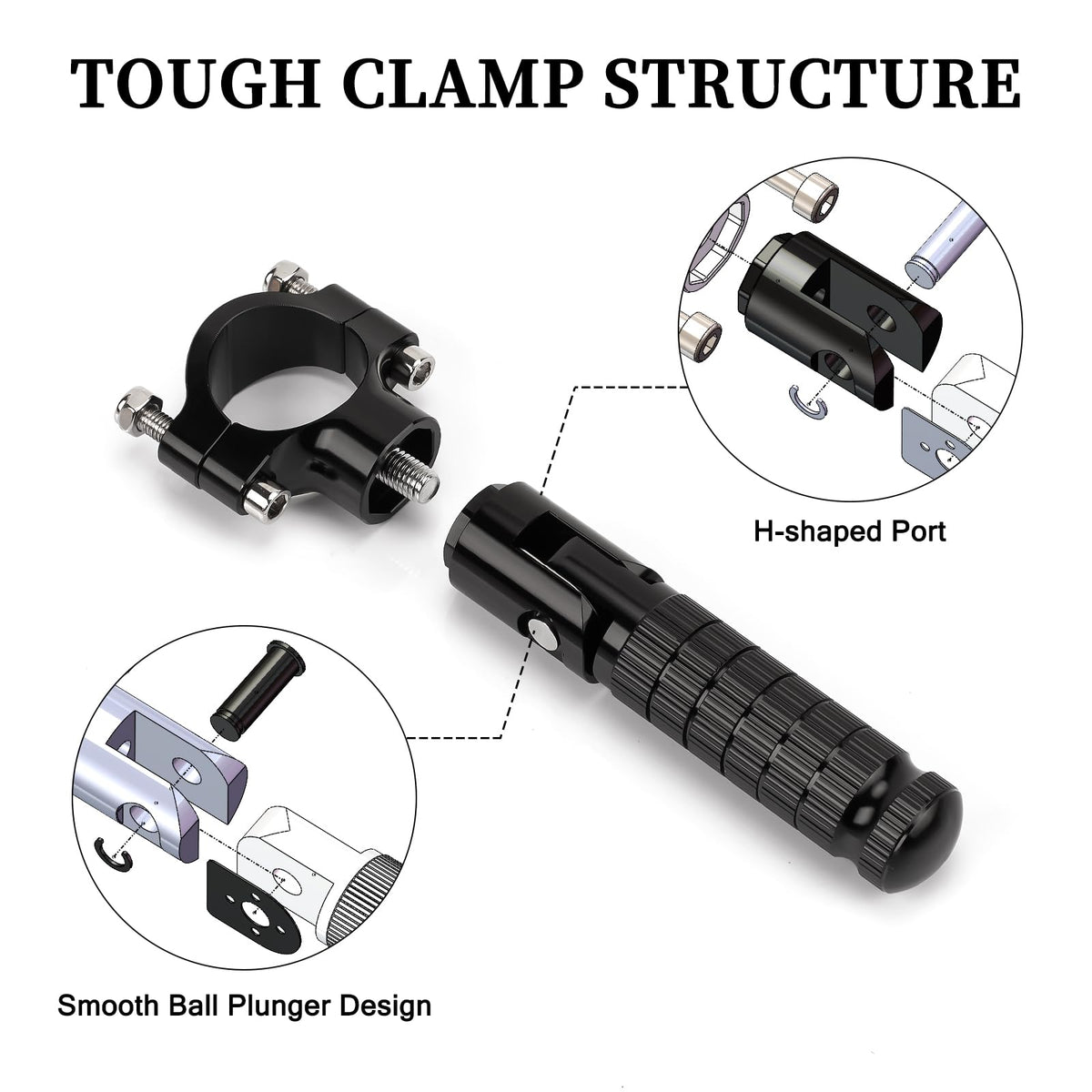 XINGWU 1.25" Foldable Motorcycle Highway Foot Pegs Universal for 32mm Crash Bars CNC Anti-Slip Foot Rest Pedals for Harley Davidson Touring Honda Yamaha Suzuki Motorbike Electric Dirt Pit Bike(Black)