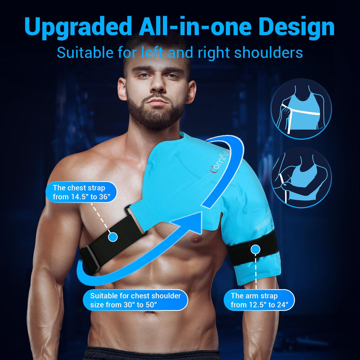 Comfytemp Shoulder Ice Pack Rotator Cuff Cold Therapy Wrap, FSA Eligible HSA, Gel Packs for Injuries Reusable Hot Cold Compress Shoulder Brace for Pain Relief, Men Women Recovery Item (Large/X-Large)