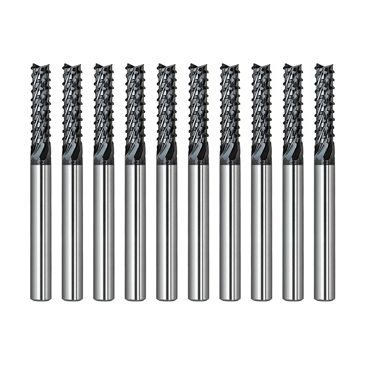 WEXWE Tools 10Pcs 3.0mm CrAlB Coating Solid Carbide End Mill Engraving Milling Cutter CNC Router Bits for PCB Machine, 1/8" Shank 1BOX
