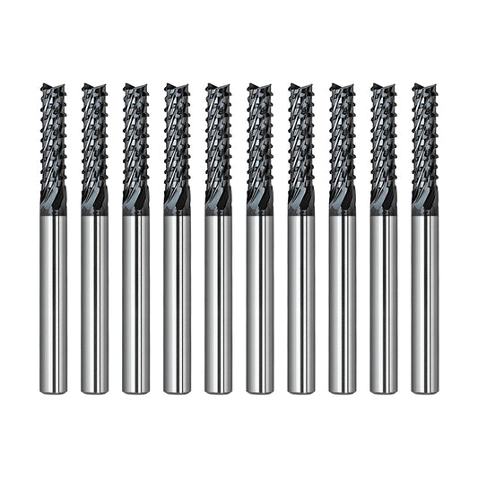 WEXWE Tools 10Pcs 3.0mm CrAlB Coating Solid Carbide End Mill Engraving Milling Cutter CNC Router Bits for PCB Machine, 1/8" Shank 1BOX