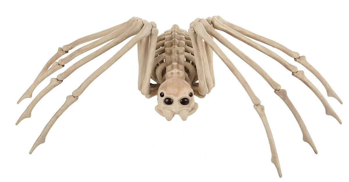 Crazy Bonez Skeleton Spider Halloween Decoration, 20.5 x 12 Inch Bendable Legs, Durable All-Weather Plastic Spooky Prop for Indoor or Outdoor Displays