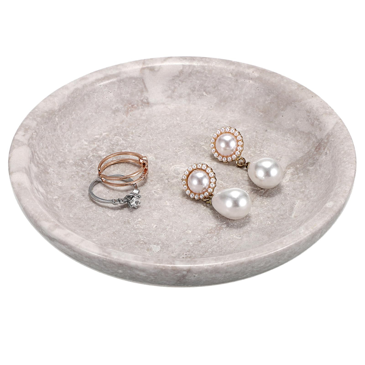 Hipiwe Small Key Bowl for Entryway Nightstand Organizer Tray Travertine Decorative Bowls Round Ring Holder Dish for Candle Trinket Jewelry Dish Home Decor Bowl,5.5"