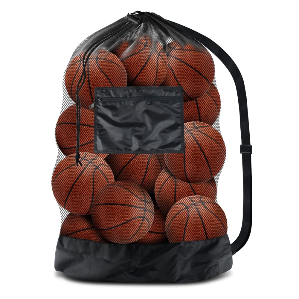 BROTOU Ball Storage Net Bags, Sports Equipment Organizer for Garage/Outdoor/Pool/Gym/Beach,Drawstring Mesh Bag for Basketball/Football/Soccer/Volleyball/Baseball/Tennis/Swimming Gear/Toys