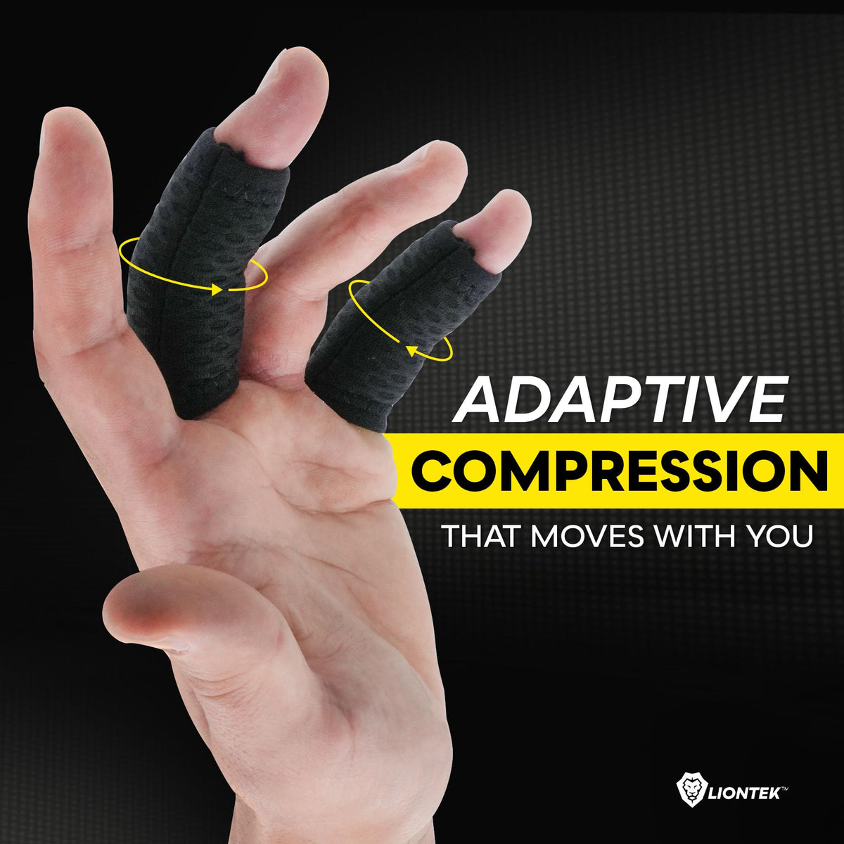 LIONTEK Single Flow Finger Sleeve V3 Pair — Joint Support & Compression for Activity, BJJ, Fitness, Volleyball, Basketball, and More (Large)