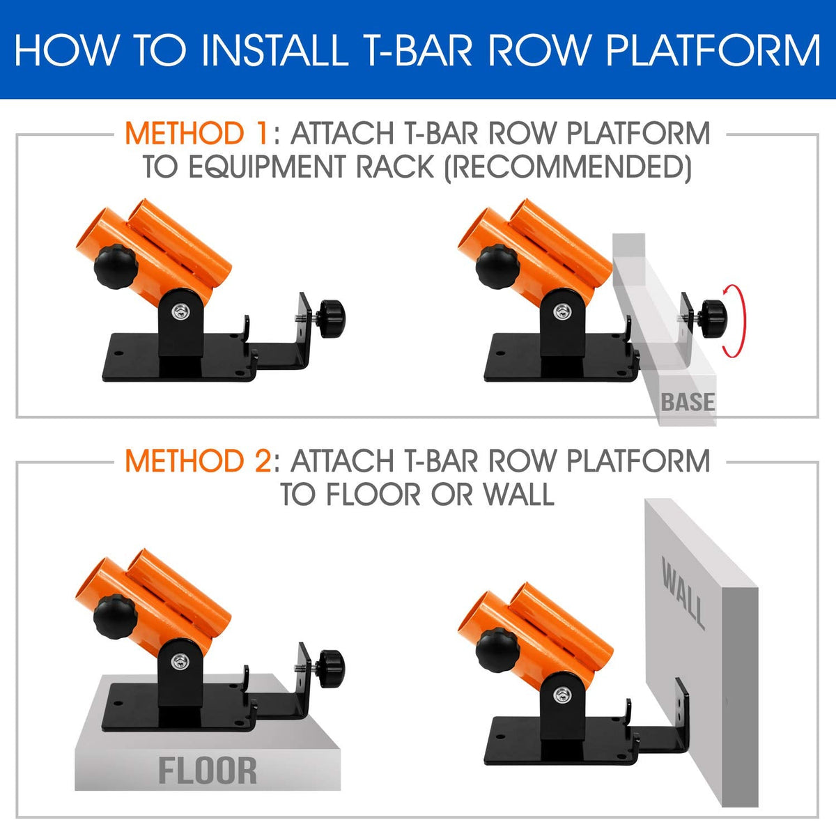 Yes4All Landmine Attachment for Barbell, Adjustable T Bar Row Attachment, Heavy Duty 360-Degree Swivel - Orange