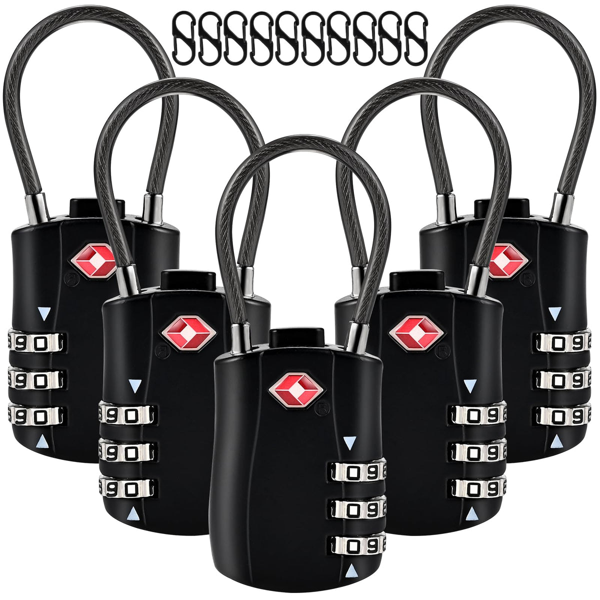 Locilot 5pcs TSA Approved Luggage Locks with 10pcs Zipper Locks, Zinc Alloy Combination Locker Suitcase Lock, TSA Locks for Luggage, Combination Lock for Locker Backpack (TSA007)