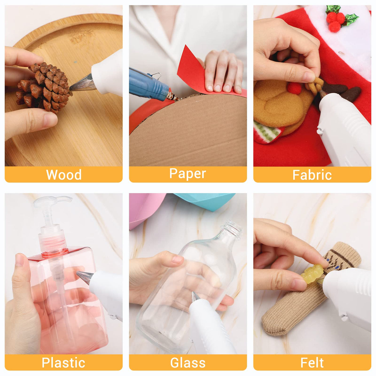 Manarty 24 PCS 8" Long x 0.43" Dia Color Hot Glue Sticks Full Size and 48 PCS 0.27" Dia x 4" Long Mini White Hot Glue Sticks