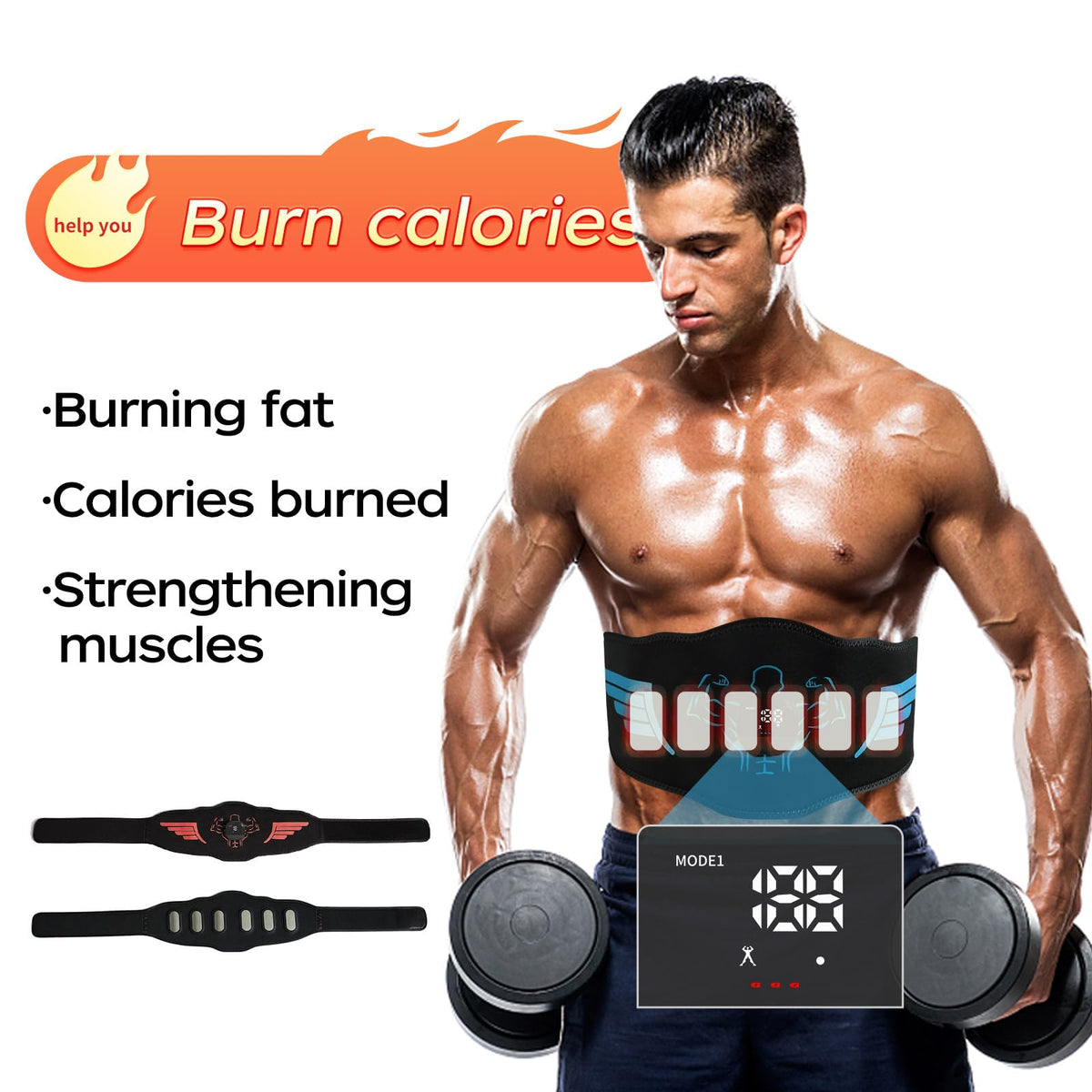 Kirlor Muscle Toner Abdominal ABS Training Workout Belt Body Abdominal Toning Gear Waist Trimmer Ab Workouts Intelligent Fitness Apparatus for Men Women Abdomen/Arm/Leg Home Office Exercise Black