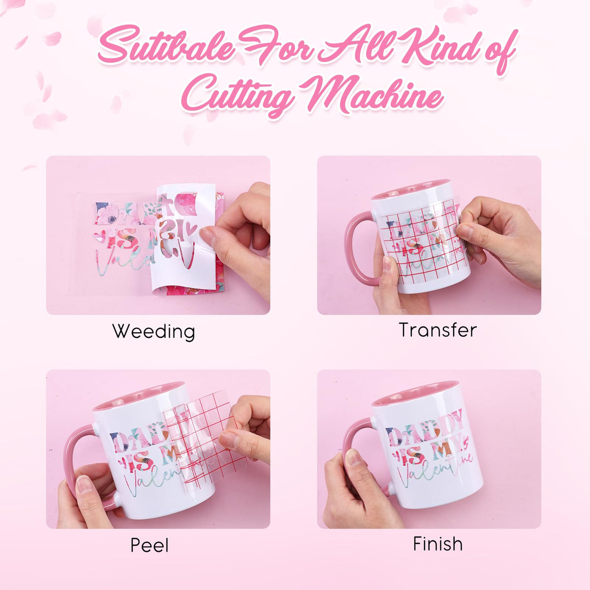 Tintnut Red Rose Permanent Adhesive Vinyl - 10 Sheets 12"x10" Rose-Themed Self-Adhesive Vinyl for Cutting Machine, Waterproof Vinyl for DIY Personalized Gifts & Craft Projects
