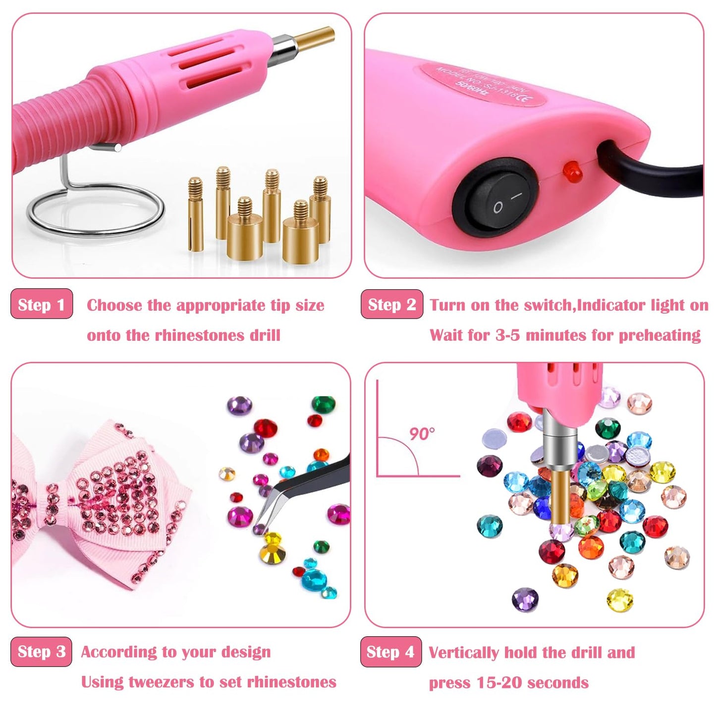 Hotfix Rhinestones Bedazzling Kit,Iron-on Hot Fix Applicator Setter Tool with Rhinestones,Hot Fixed Wand for Clothes Clothing Fabric Crafts,Crystal