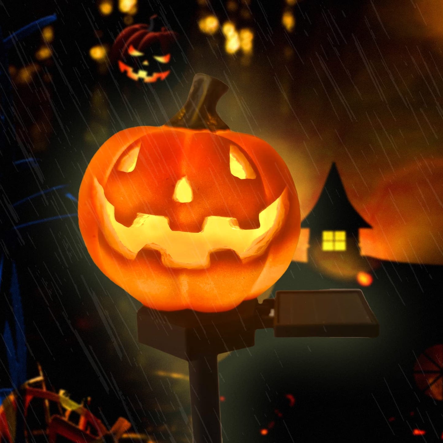 QH & Garden Pumpkin Solar Light - LED Waterproof Pumpkin Light for Garden, Balcony, Yard, Lawn, Pathway, Walkway - Garden Solar Powered Outdoor Decor,Stunning Halloween Decorations