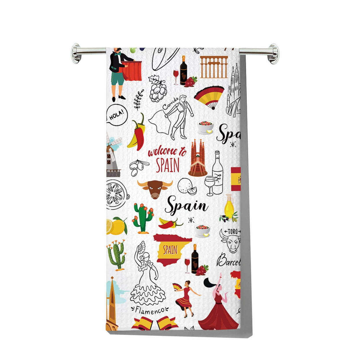 JNIAP Spain Kitchen Towels Spain Lover Gift Spanish Kitchen Towels Spain Dish Towel Spain Themed Gift Espana Gifts (Spain KT)