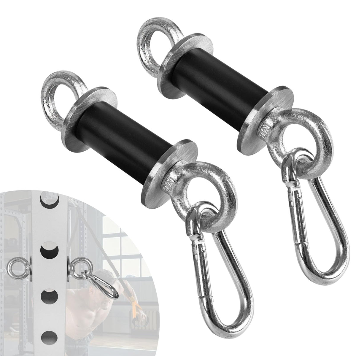Ertuohg 2PCS Power Rack Attachments, Heavy Duty Squat Rack Attachments, Power Rack Shackle Band Attachment for Strength Training, Resistance Band Accessories Fits 1" Holes