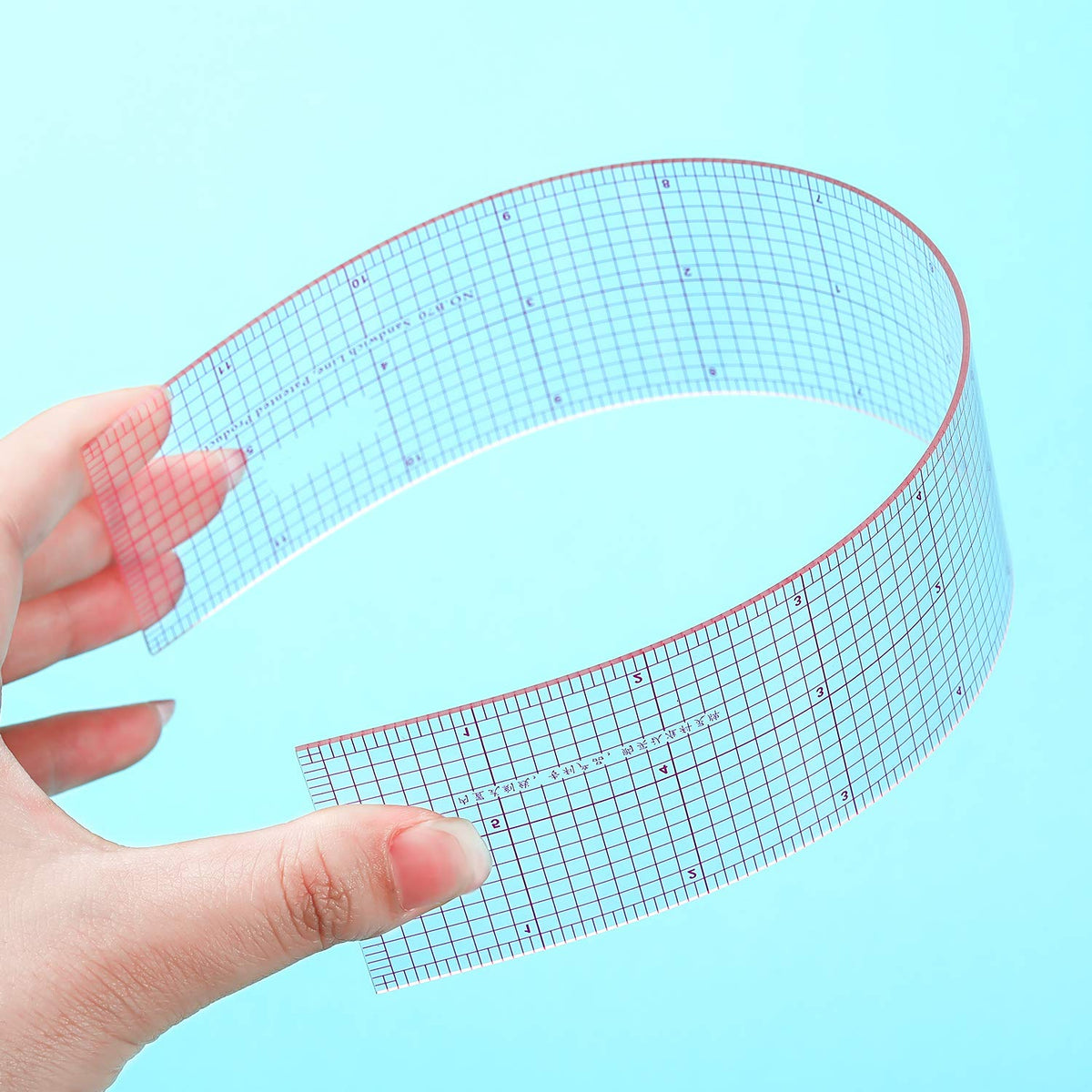 6 Pieces Clear Rulers Sewing Transparent,Plastic,Beveled,French Inch,Metric and L-Square Rulers Measuring Tool Set with 2 Grid Scales for Clothes Design
