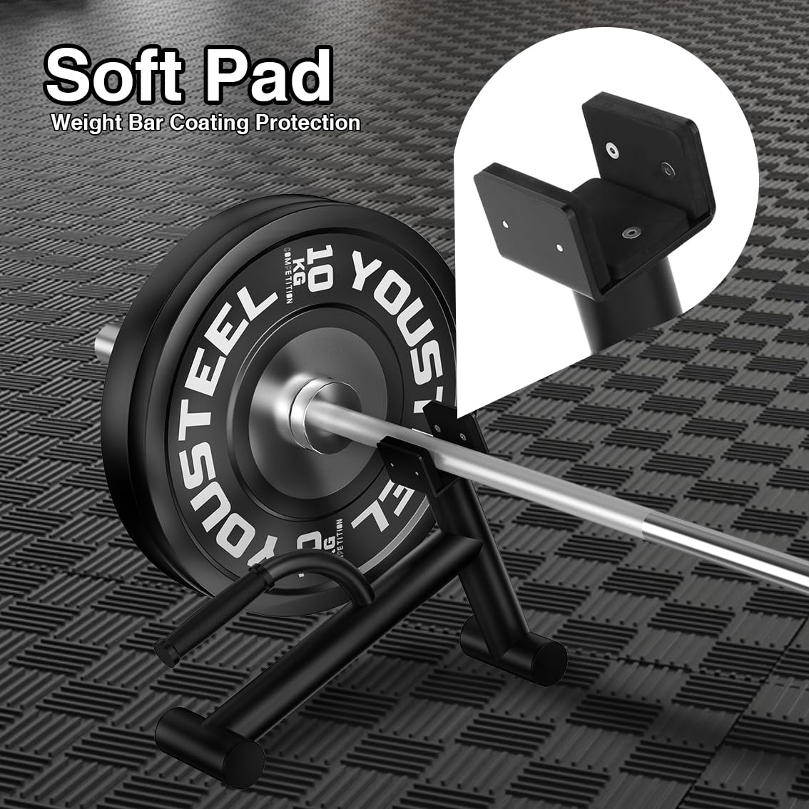 Tamisom Deadlift Jack Barbell Stand Upload 600lbs Deadlift Barbell Jack Bar Non-Slip Rubber Handle Suitable for Loading Unloading Weight Plates for Deadlift Exercise Weight Training (1)