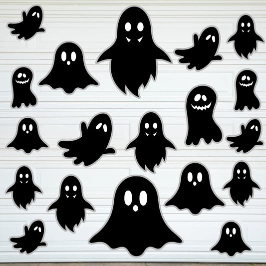 Fuutreo 26 Pcs Large Size Halloween Garage Door Decorations Black Ghost Magnets with Cute Ghost Halloween Indoor & Outdoor Decorations for Garage Door Car Decor