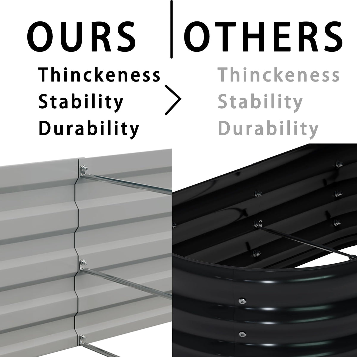 Foxlang 8x4x1ft(2 PCS) Galvanized Raised Garden Bed,Outdoor Planter Box Metal Patio Kit Planting Bed for Vegetables Flowers Herb,Black
