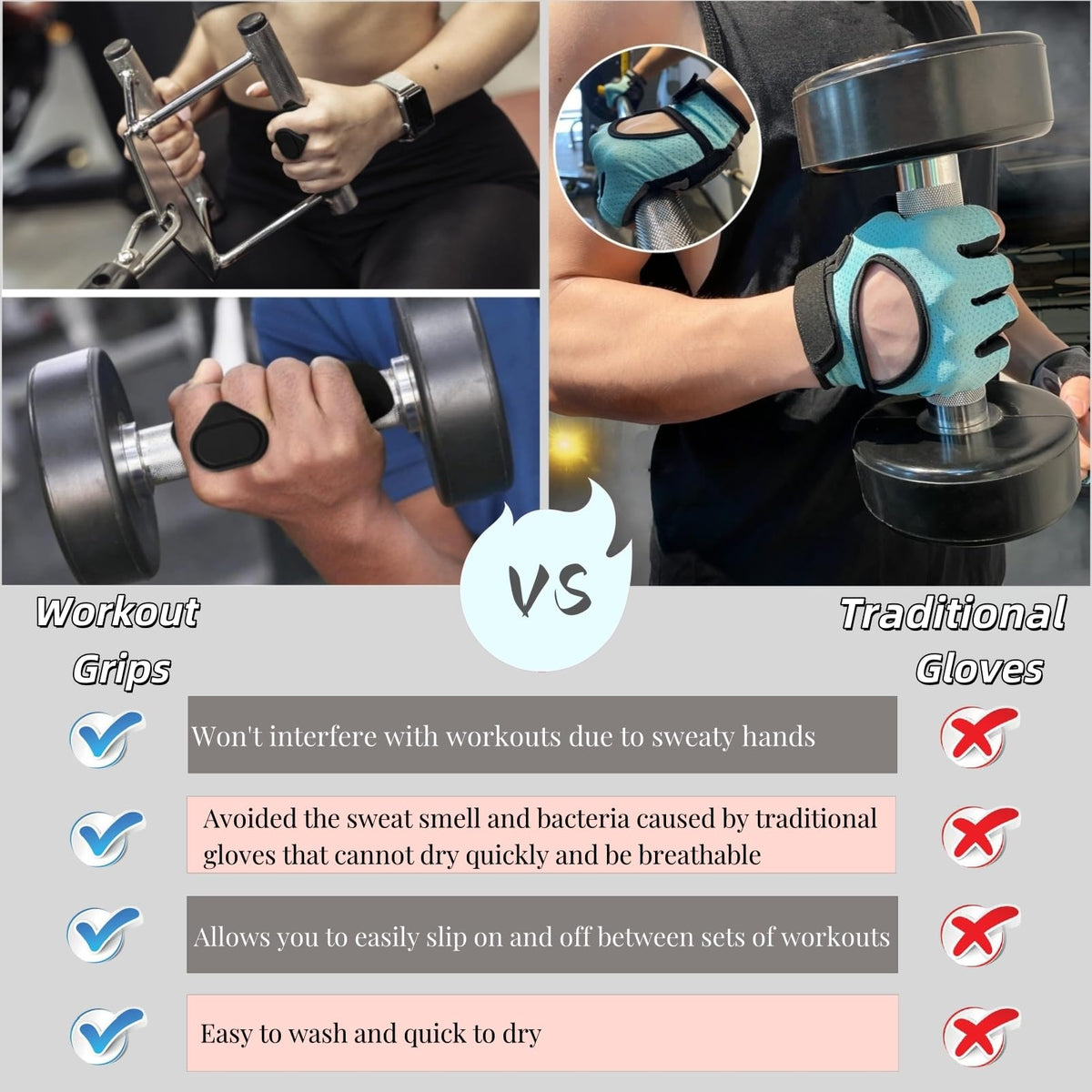 Jopplim Anti-Slip Workout Grips, Ergonomic Workout Gloves, Weight Lifting Grips, for Men and Women, Silicone Gym Grips Pads, Soft, Palm Protection, Suitable for Various Fitness Training